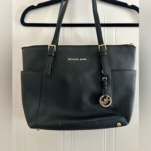 Michael Kors Black Shoulder Bag with Gold Accents